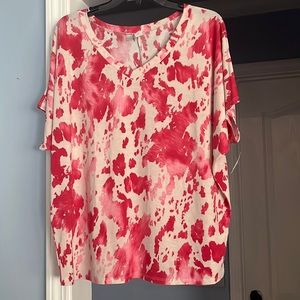 Honeyme, Cow print top in Pink, Medium